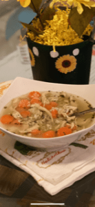 Completed bowl of homeade chicken soup