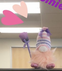 Pink and purple gnome with rose embellishment 
