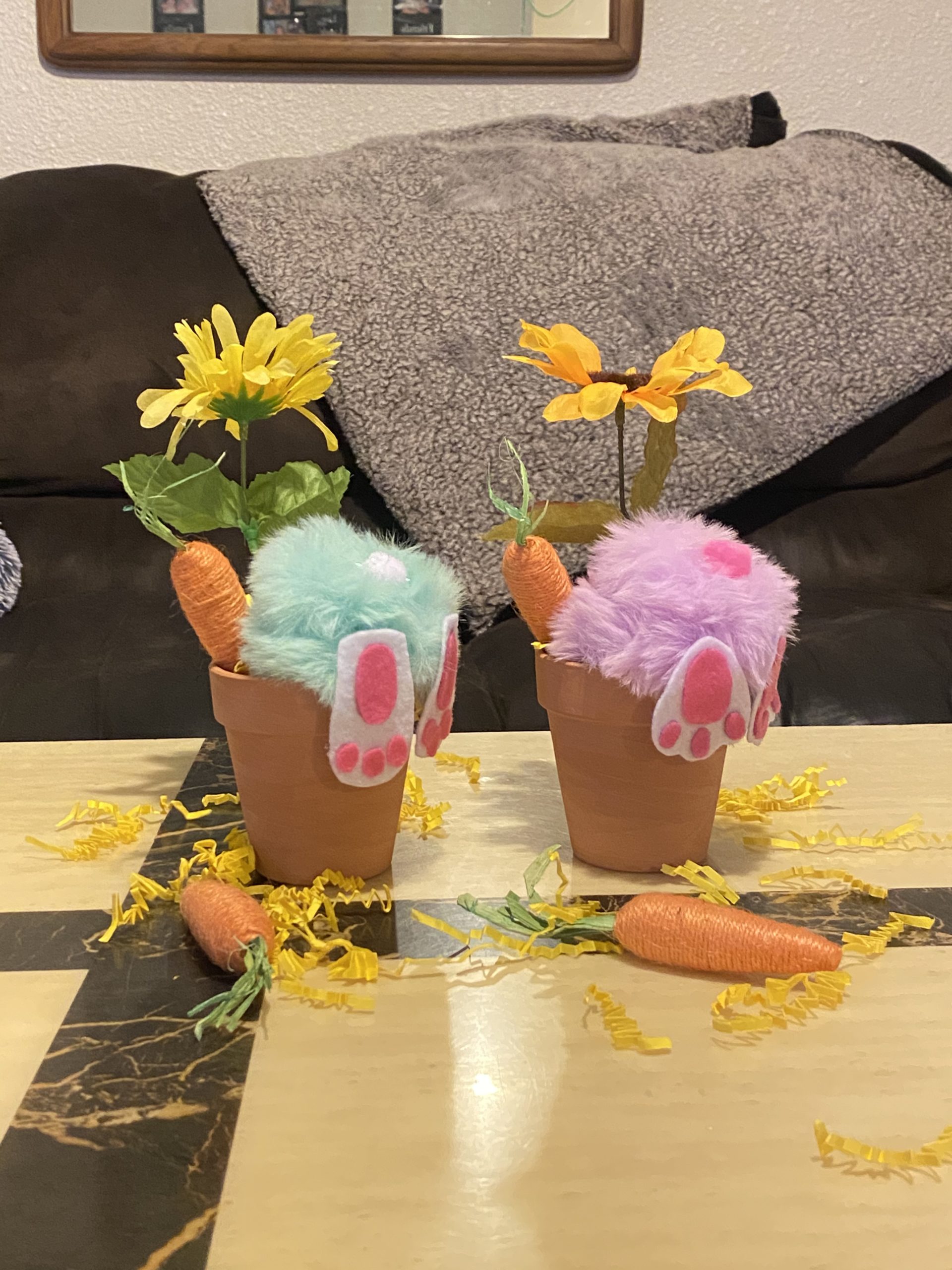 Clay pot bunny butt Easter craft