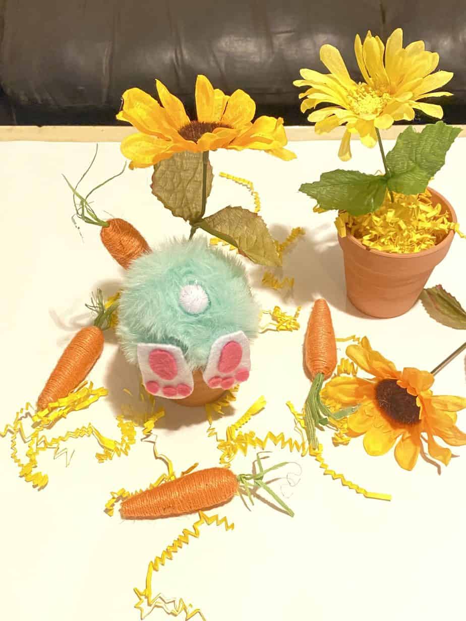 Spring and Easter Bunny Butt Pot craft with dollar tree supplies