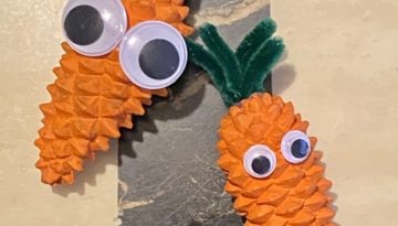 Pine cone carrot, easy kids nature craft for Easter