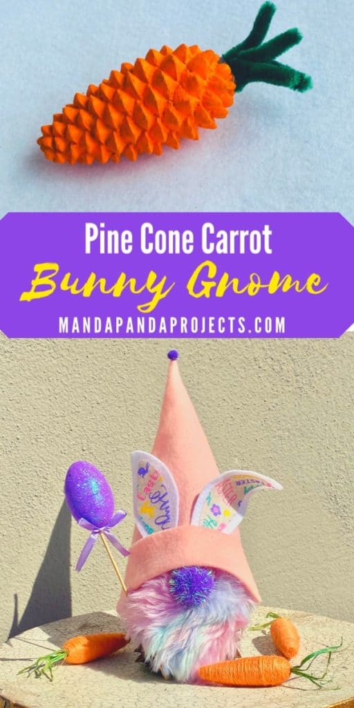 Pine cone bunny Easter gnome with a pine cone carrot