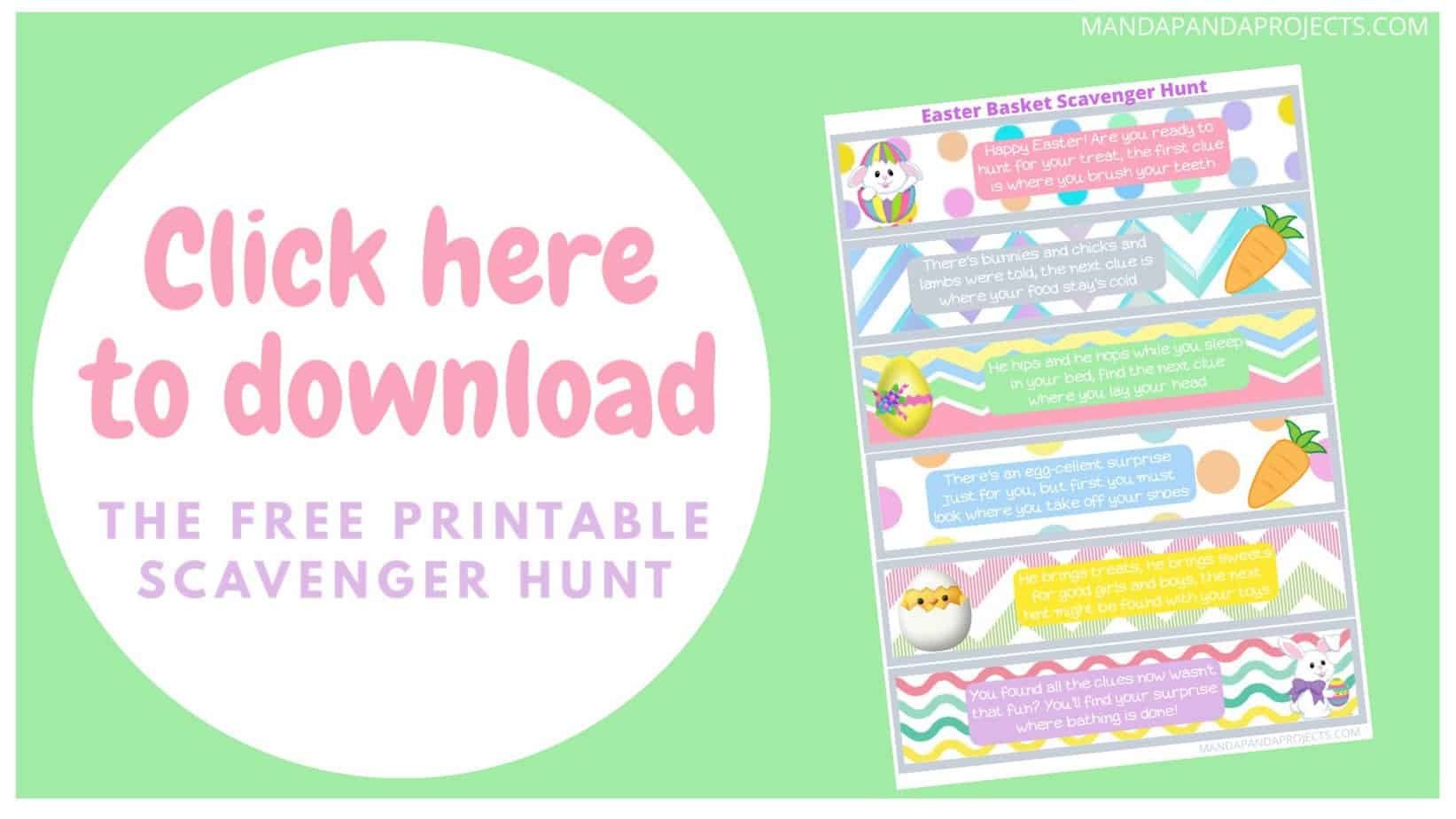 Free printable easter basket scavenger hunt activity game #kidseaster #easterprintables