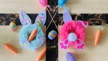 Dollar tree keychain mini Easter bunny wreath craft