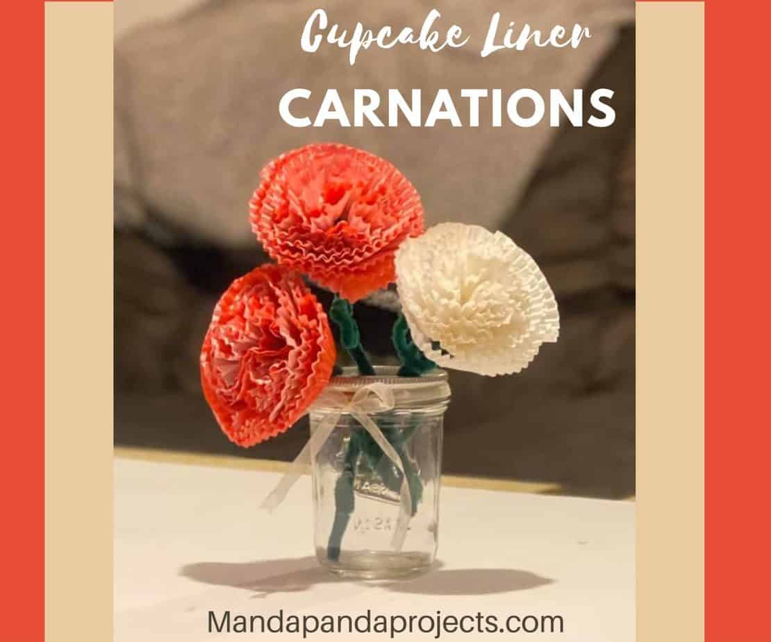 Mothers Day Handmade gift flowers. Cupcake Liner Carnations.