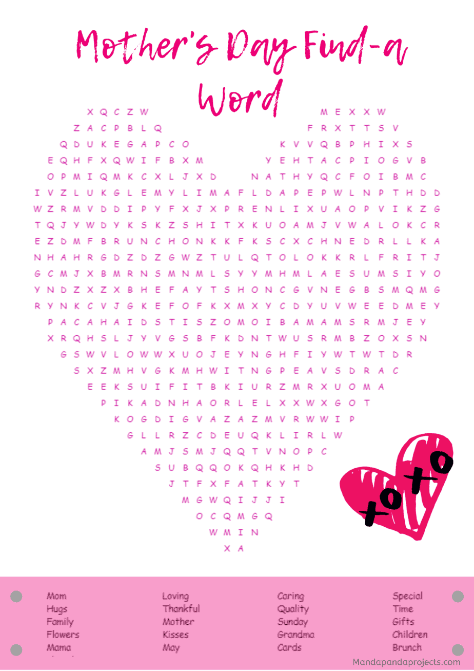 Mother’s Day Word Search Activity- FREE Printable! - Manda Panda Projects