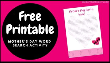 Free printable mother's day word search activity for kids