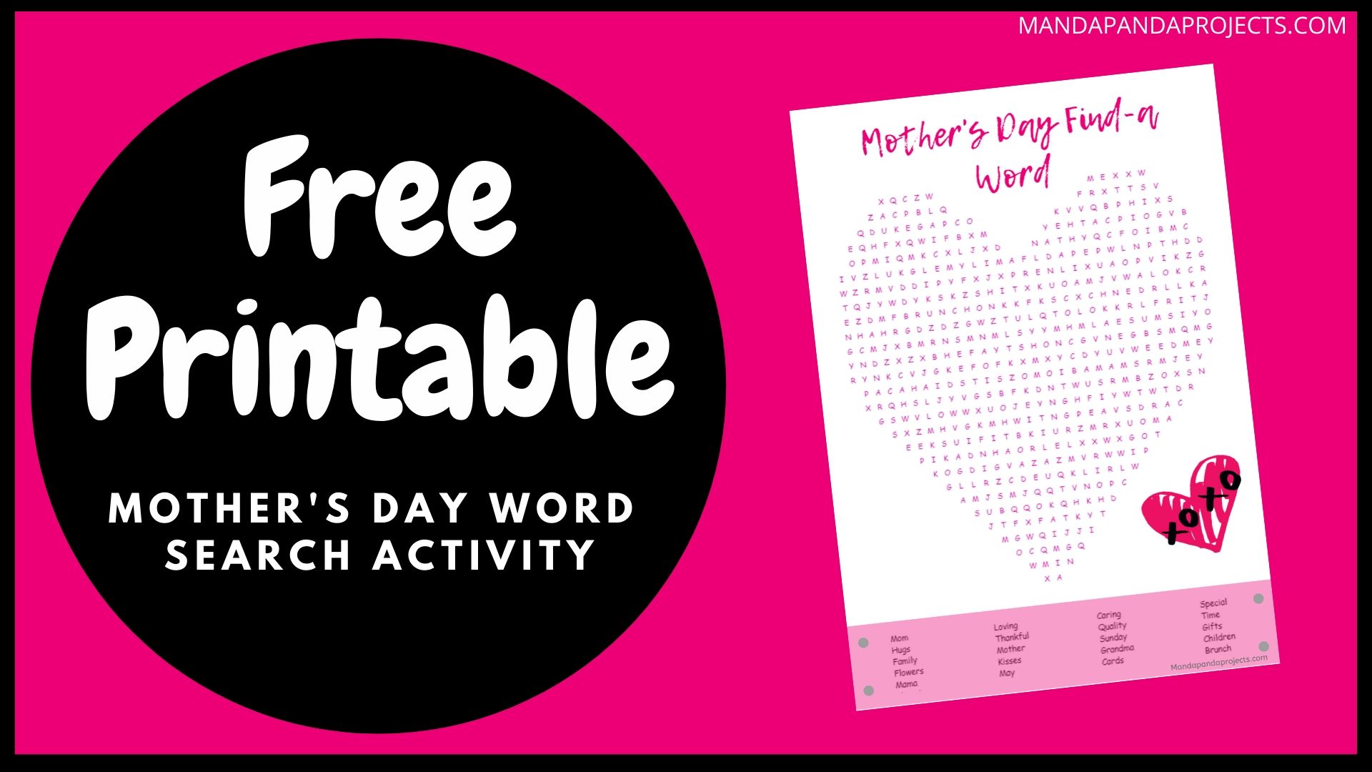 Free printable mother's day word search activity for kids