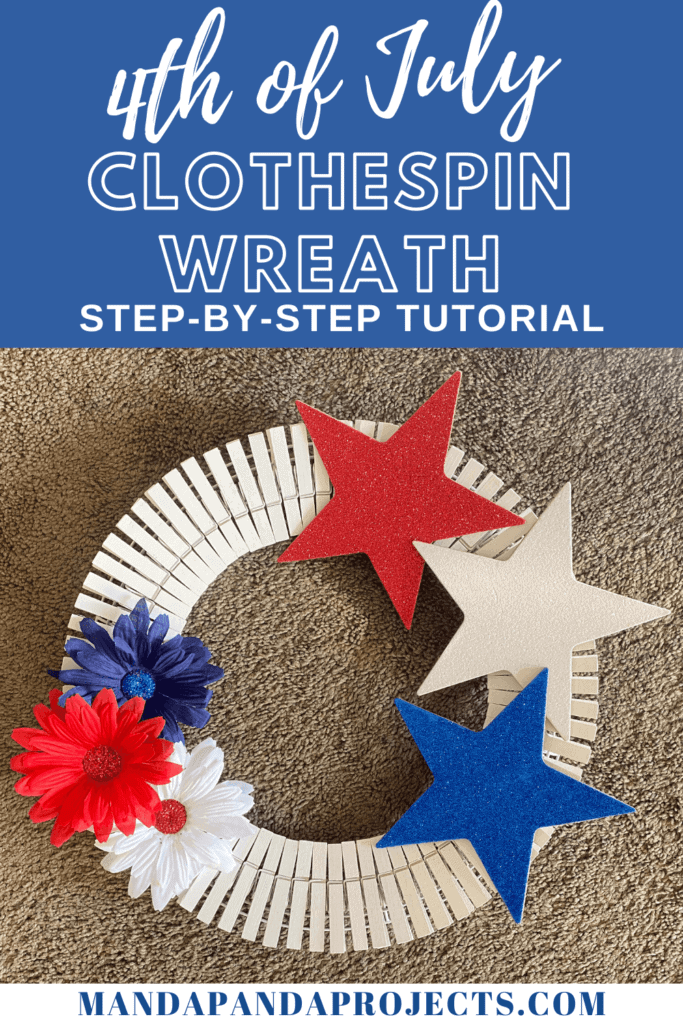 Dollar tree 4th of july clothespin wreath tutorial #clothespinwreath #dollartreecrafts #4thofjuly