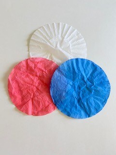 Use the Red white and blue dyed coffee filters to make the patriotic flowers