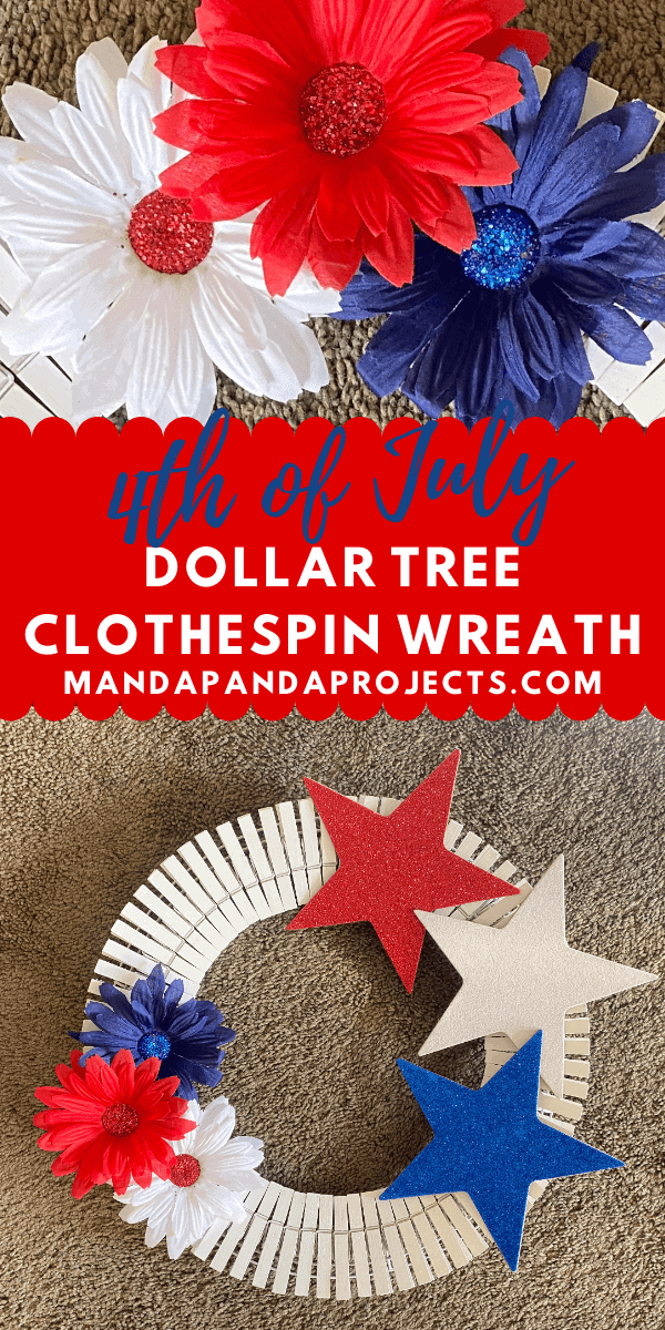 Dollar tree 4th of july clothespin wreath tutorial #clothespinwreath #dollartreecrafts #4thofjuly