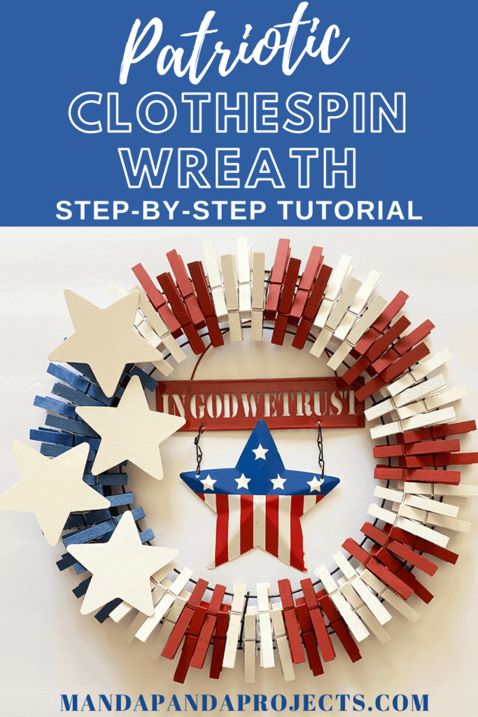 DIY patriotic 4th of july clothespin wreath tutorial #clothespinwreath #D.....