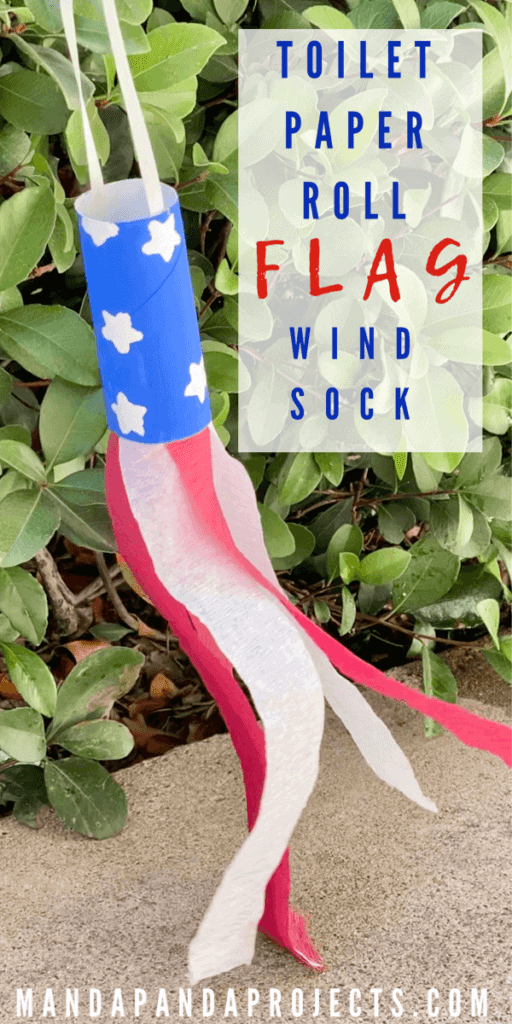 Outside patriotic american flag toilet paper roll windsock kids craft #patrioticcrafts #fourthofjuly