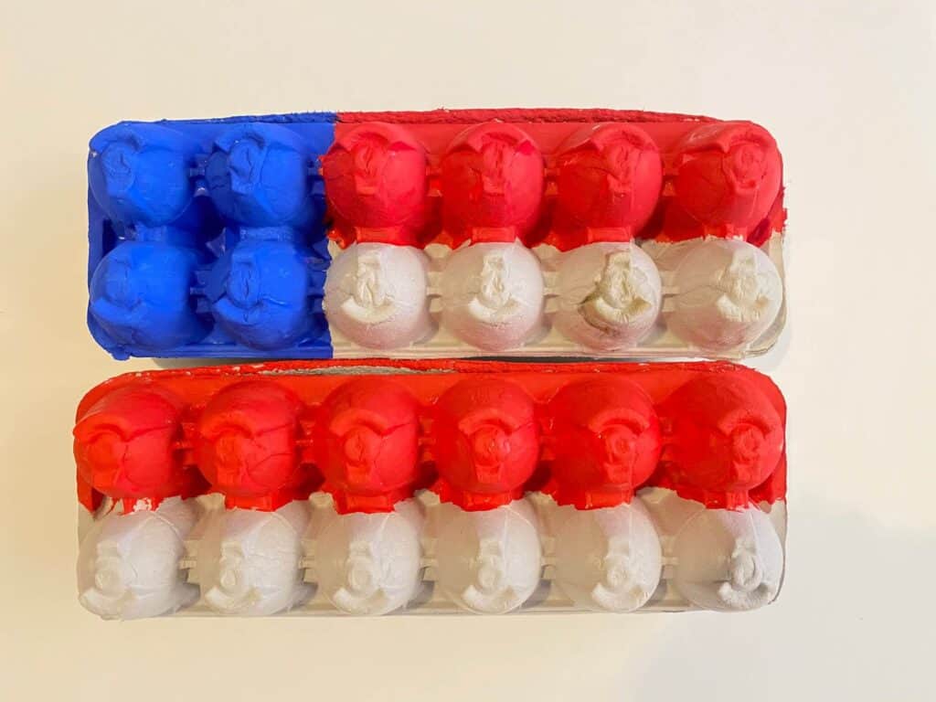 Paint the top egg carton row, and then every other one red
