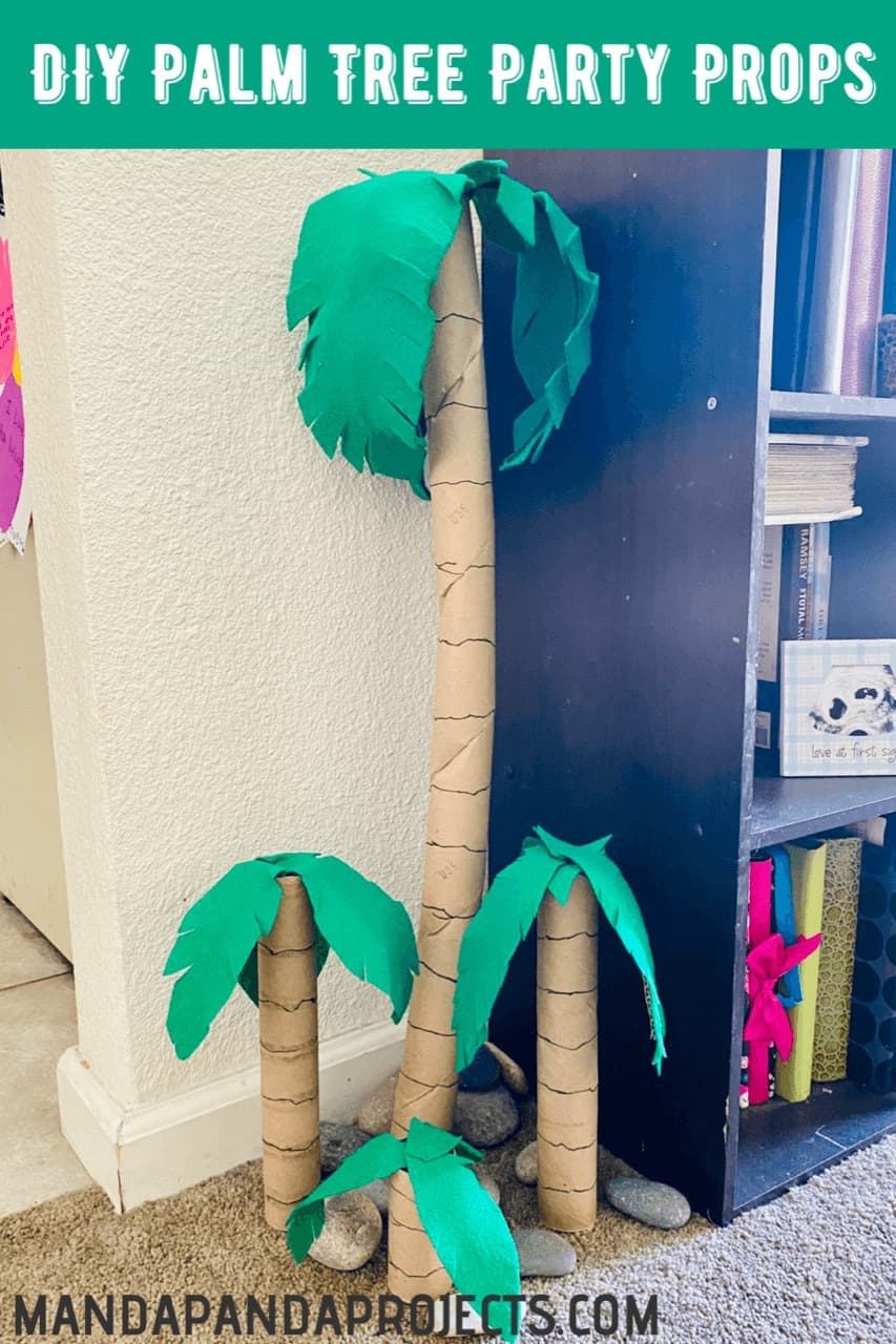 DIY palm tree party decorations or props for a Sonic the Hedgehog birthday party or a summer pool party #DIYpartydecorations