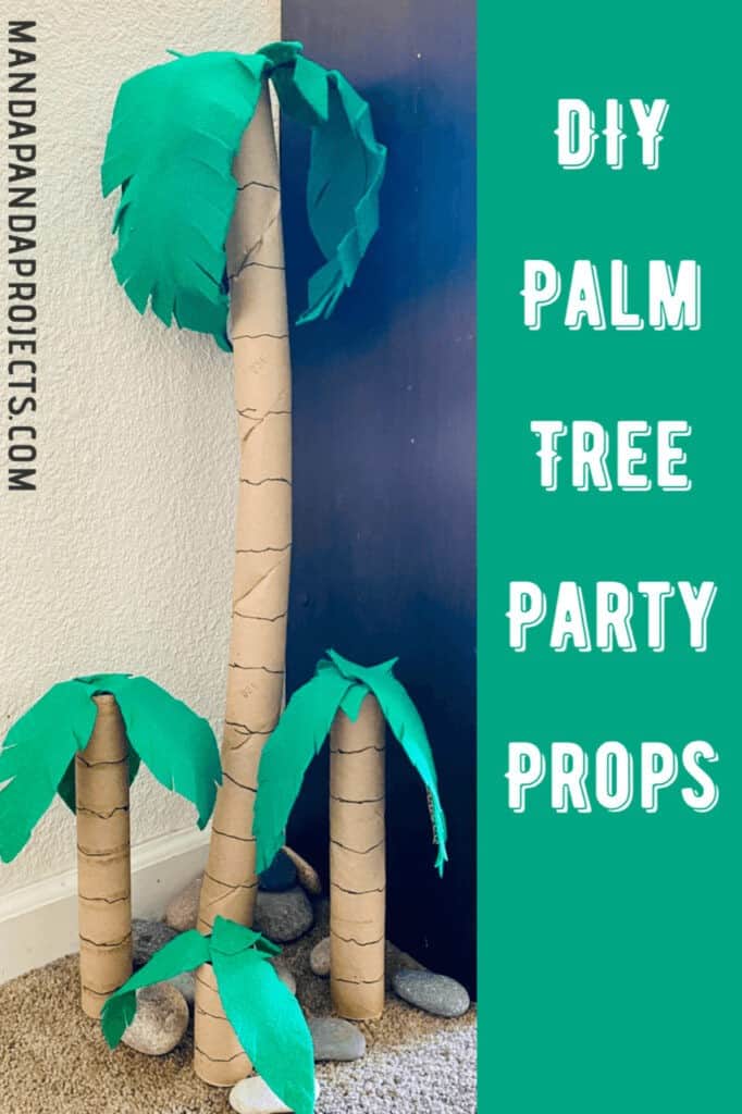DIY palm tree party decorations or props for a Sonic the Hedgehog birthday party or a summer pool party