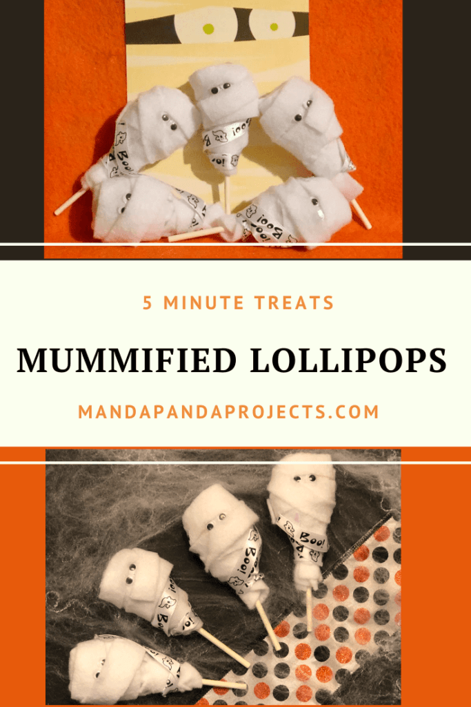 Halloween treats, mummy lollipops for kids school trick or treats.