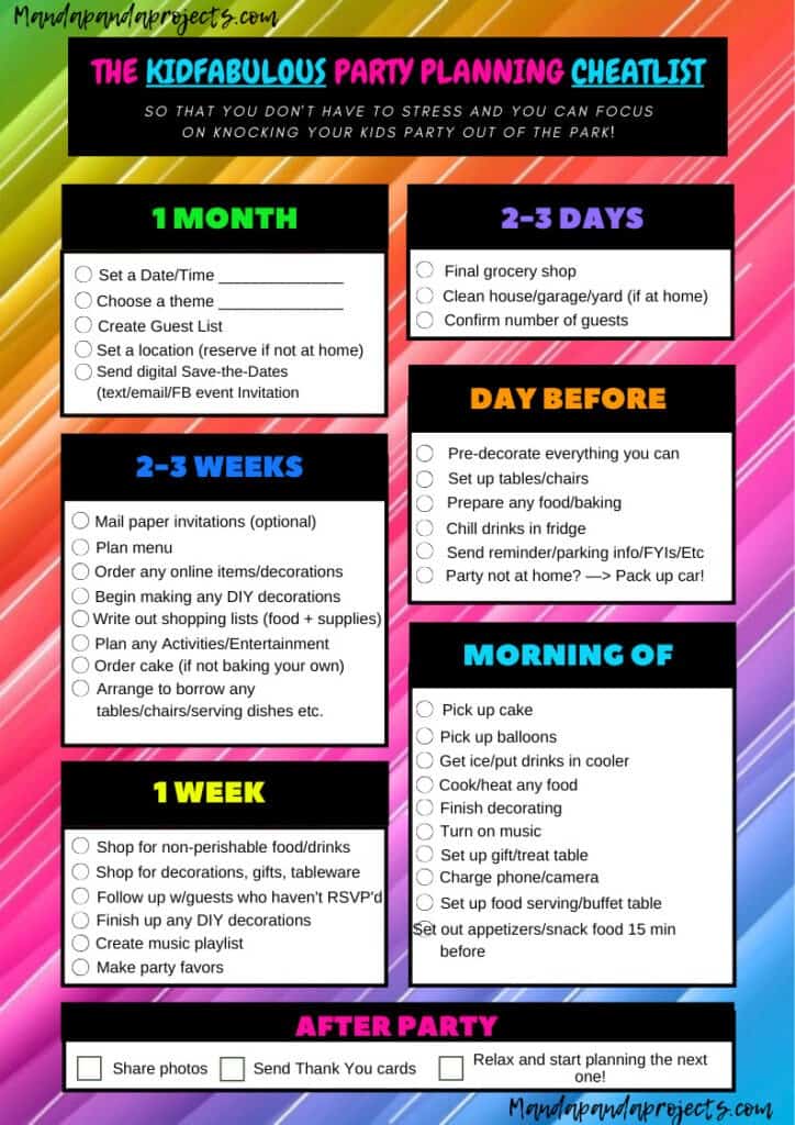 Party Planning Checklist PNG