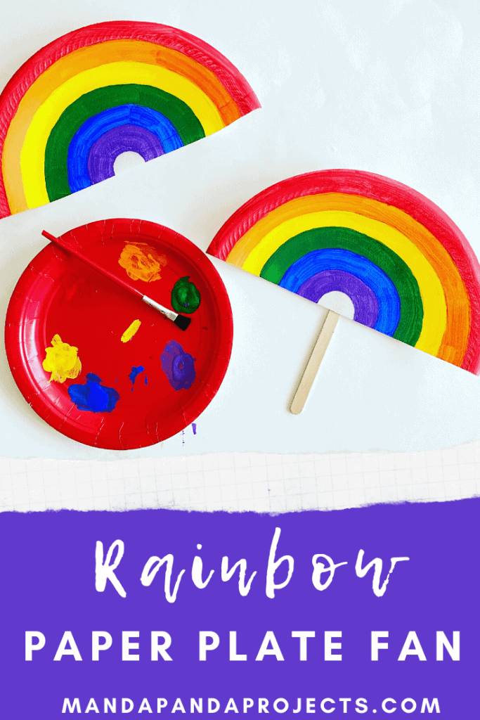 Rainbow paper plate fan. A recycled kids craft for summer.