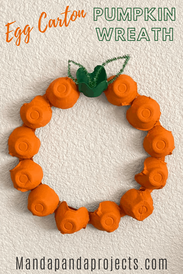 Egg Carton Pumpkin Wreath. Easy to make, Kids Halloween Recycled craft.