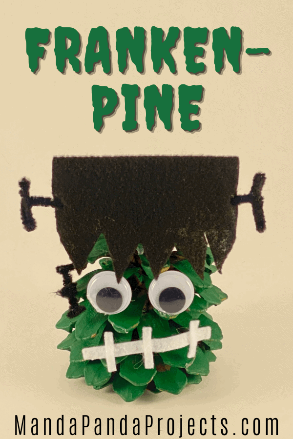 Frankenstein Halloween pine cone. Kids nature craft. Pine Cone witch and mummy. DIY halloween.