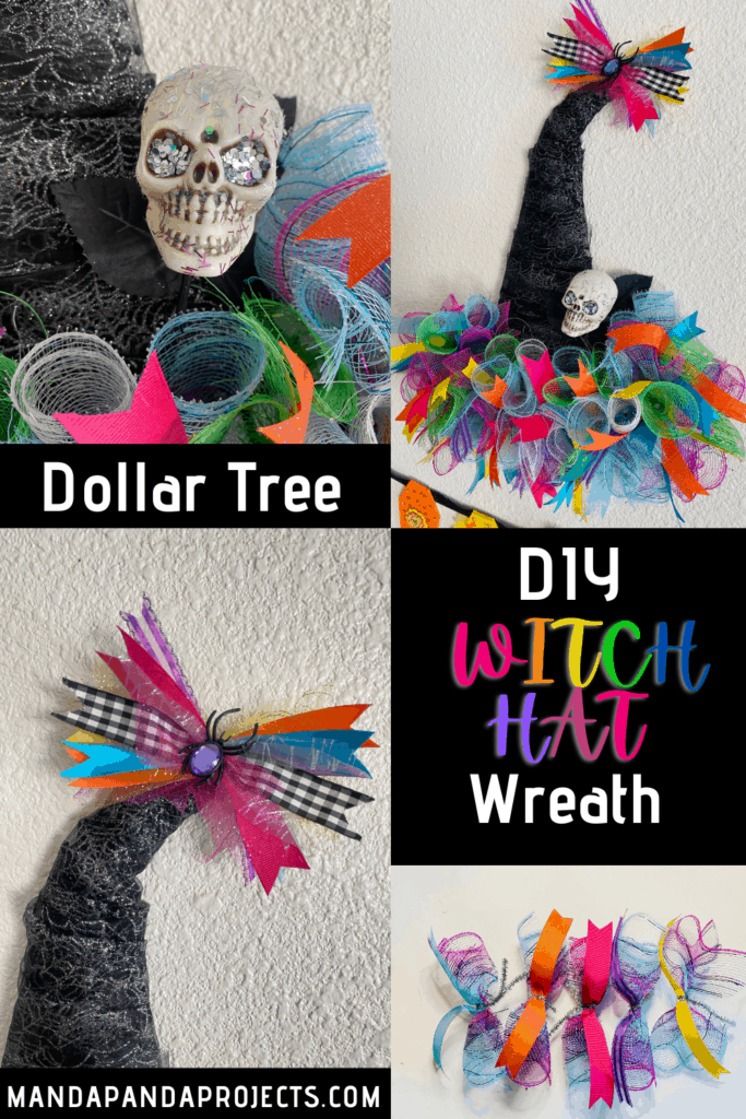DIY Dollar Tree Deco Mesh Witch Hat Halloween Wreath