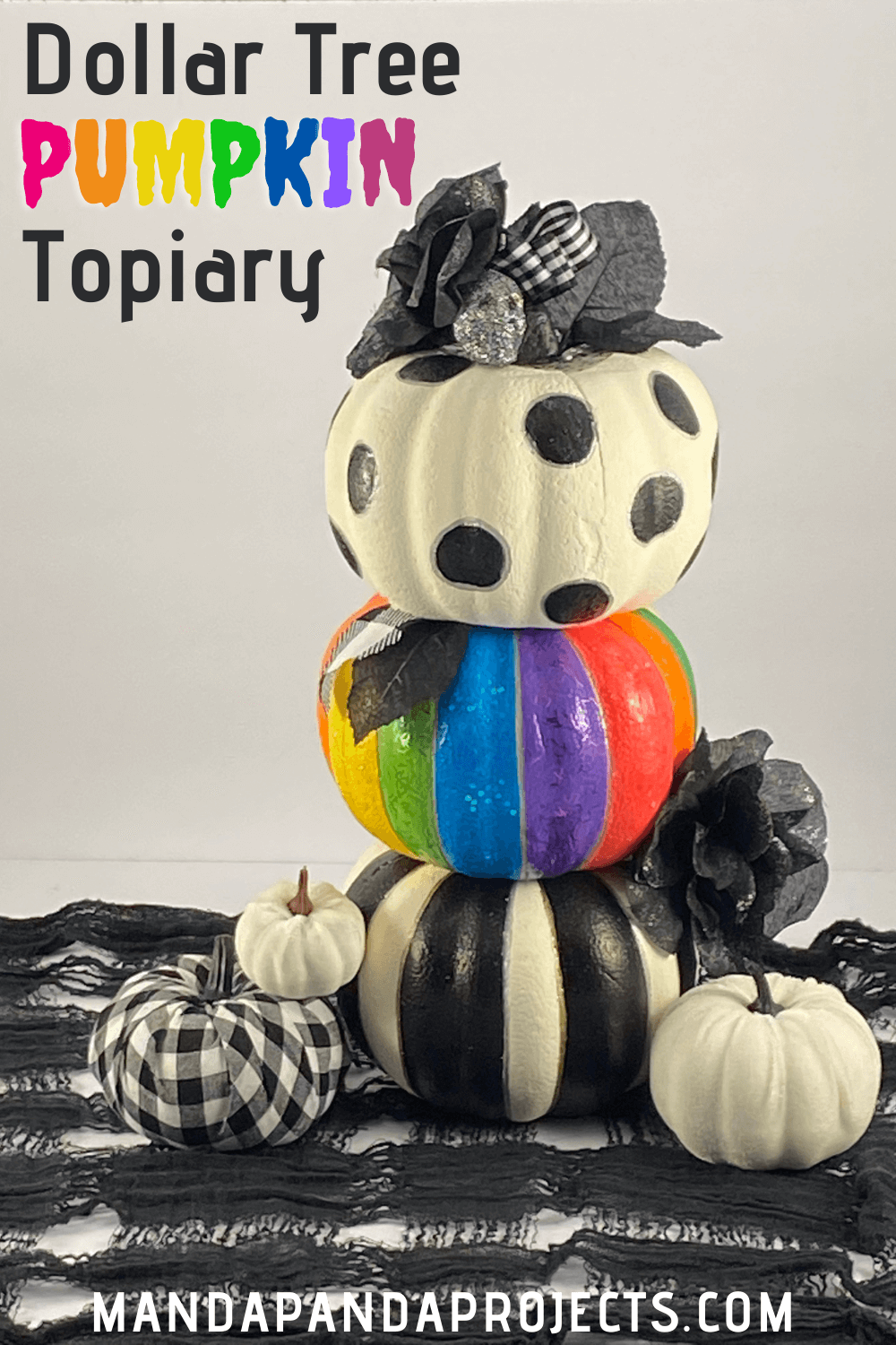 Dollar Tree Pumpkin Topiary A Rainbow And Buffalo Check Explosion
