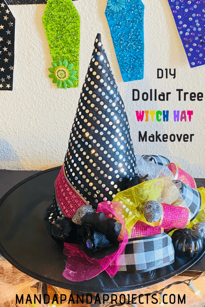 DIY Dollar Tree Glam Halloween Witch Hat Makeover. 