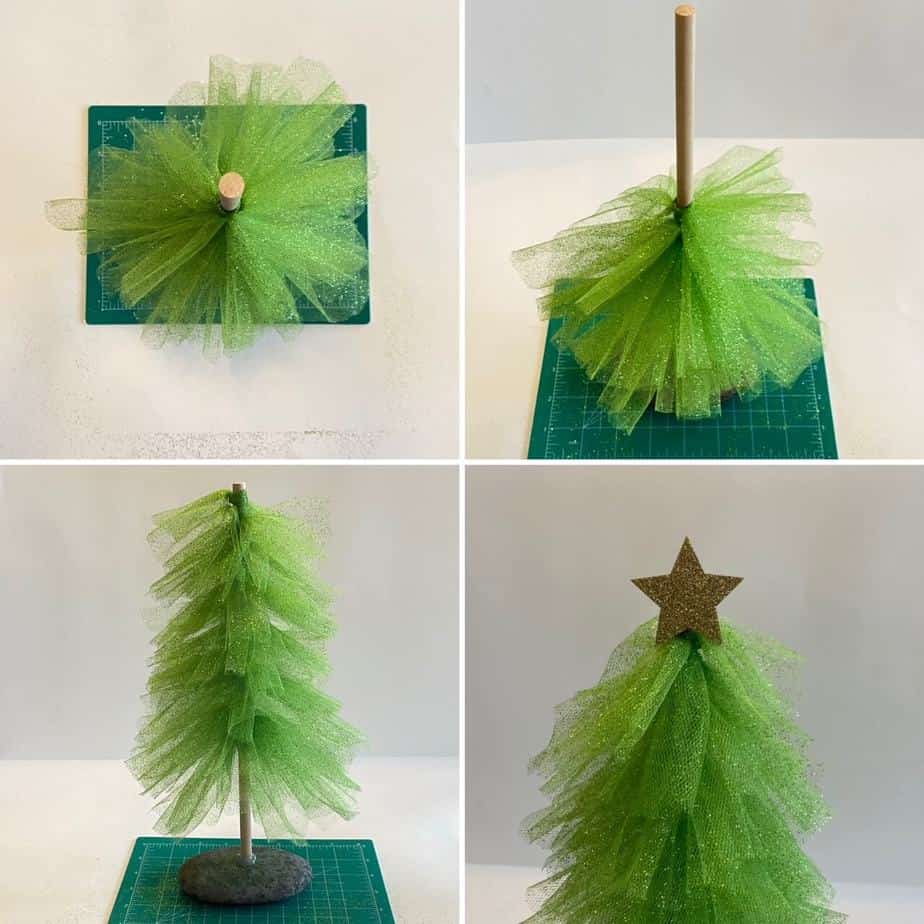 DIY Dollar Tree Glitter Tulle Christmas Trees: Handmade Holiday Decor
