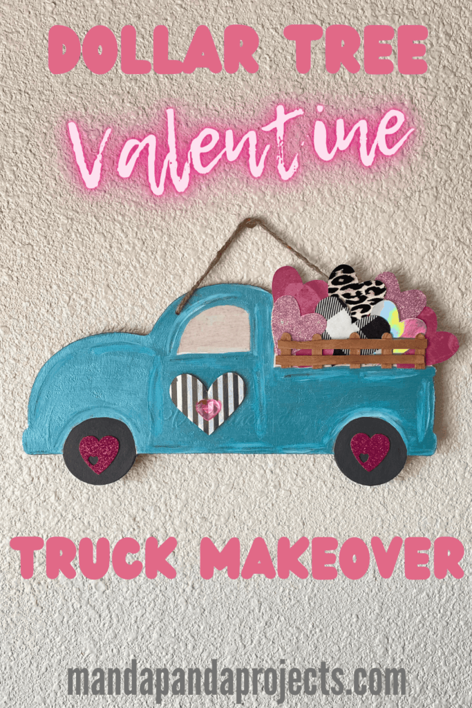 Dollar tree Valentines red Truck makeover crafts and decor for Valentines Day.