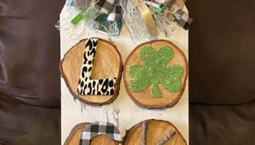 DIY St. Patrick's Day "Luck" and Leopard door hanger made from the back of a Dollar Tree Sign