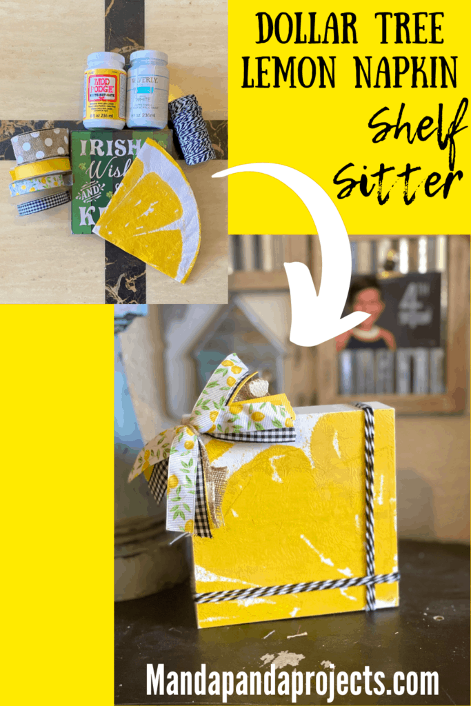 Turn a dollar tree lemon napkin into an adorable DIY Lemon decor for a tiered tray for summer.