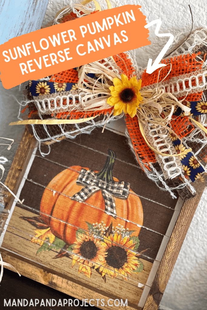 DIY Fall Pumpkin and Sunflower napkin  Reverse Canvas with Messy Bow fall craft and decor.