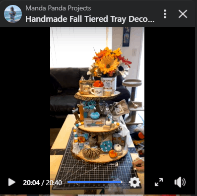 Screenshot of the facebook live recording where amanda decorated the fall rustic handmade tiered tray.