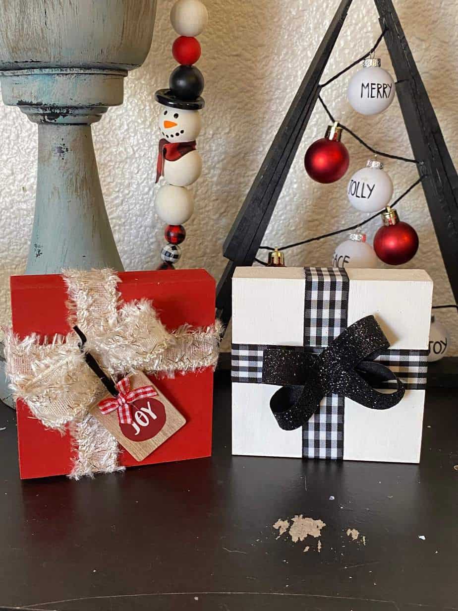 Wood Block Christmas Presents - Manda Panda Projects