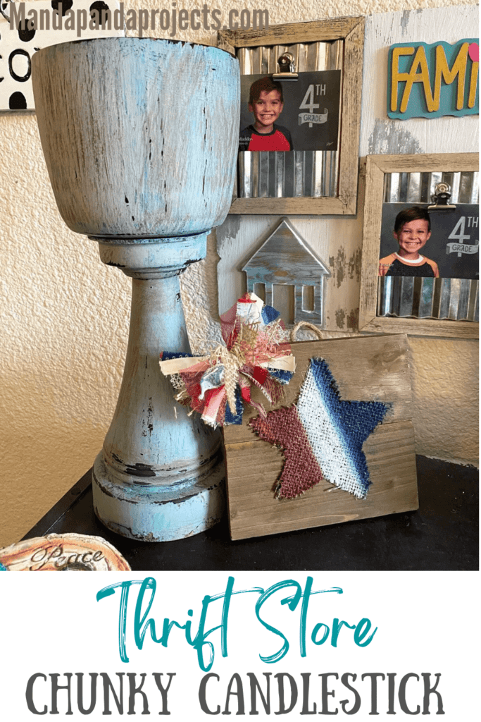 Thrift Store Chunky Candlestick flip. Painted and distressed and old find and made it new to me to use in my decor.