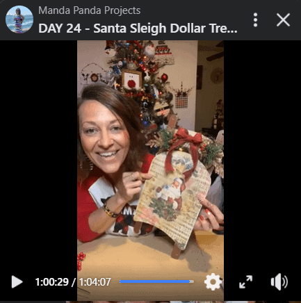 Amanda holding the  completed project on a Facebook live thumbnail.