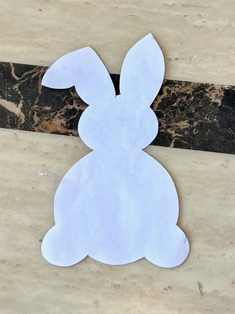 White easter bunny template cutout.