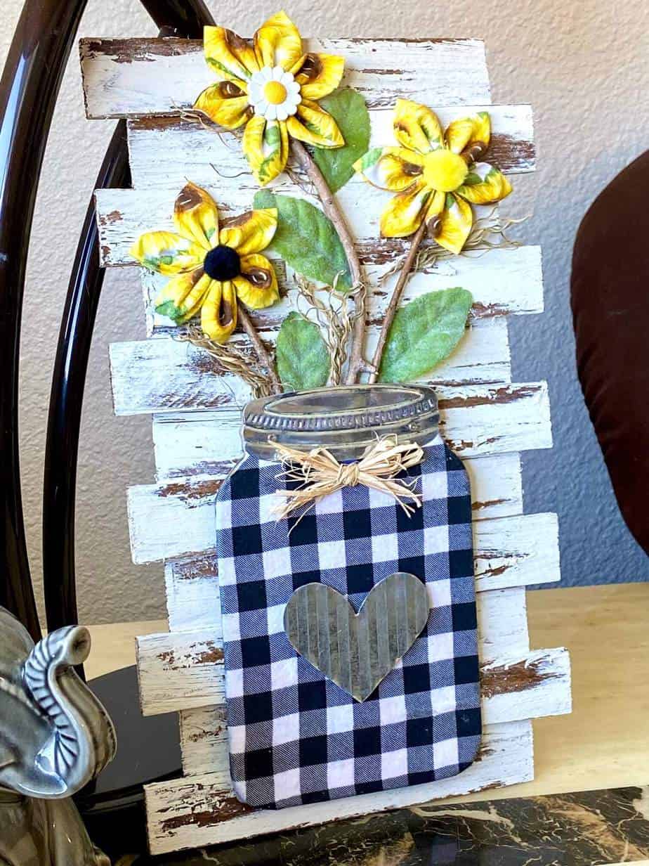 Fabric Sunflower Mason Jar - Manda Panda Projects