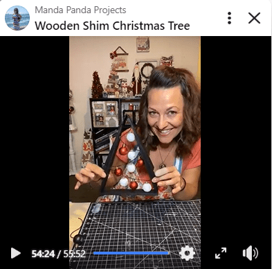 Amanda holding the completed project in a Facebook live thumbnail.