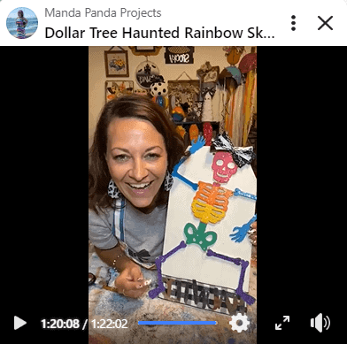 Amanda holding the completed project on a Facebook live thumbnail.