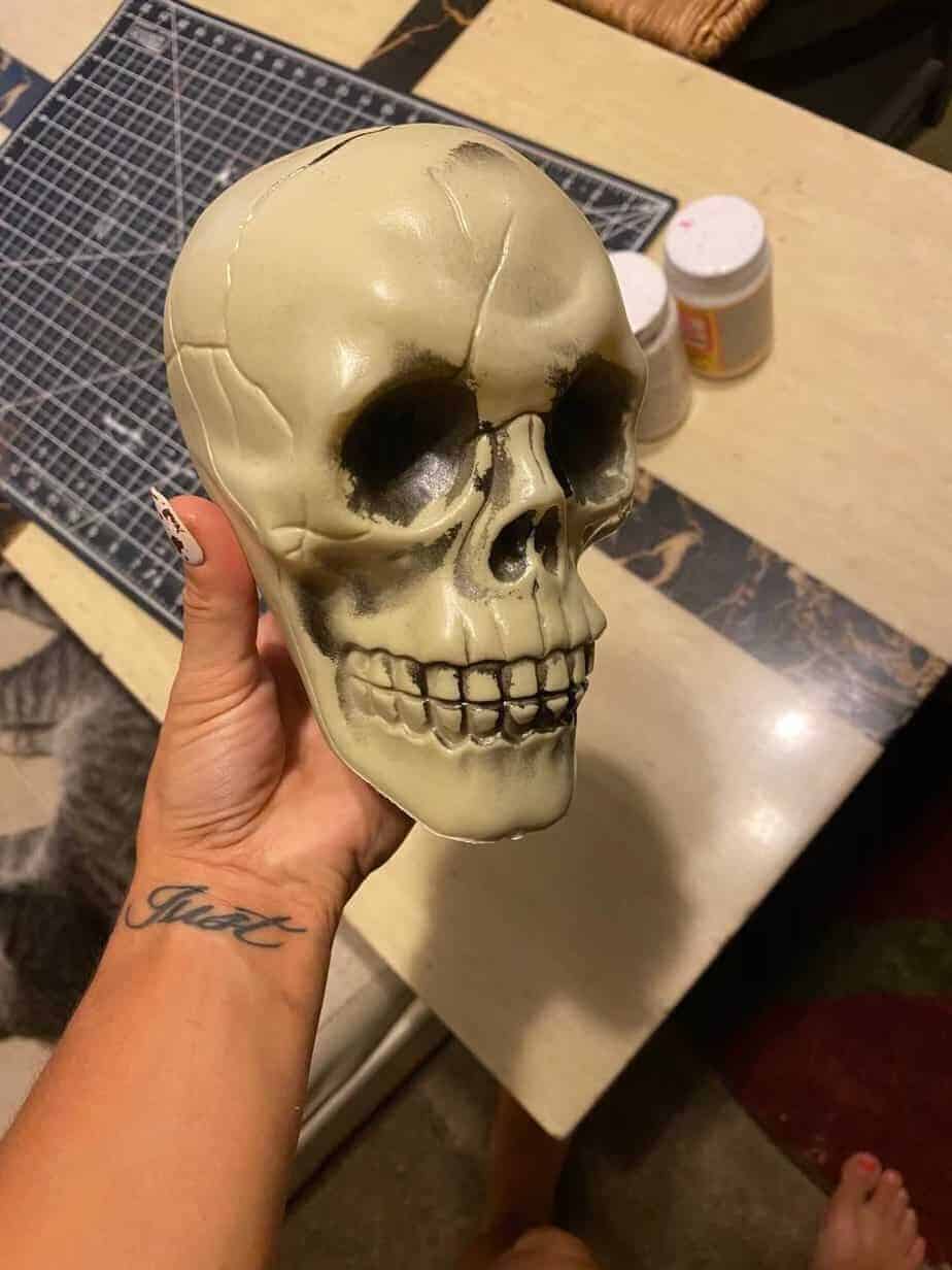 Dollar Tree plastic skull before it was painted black.