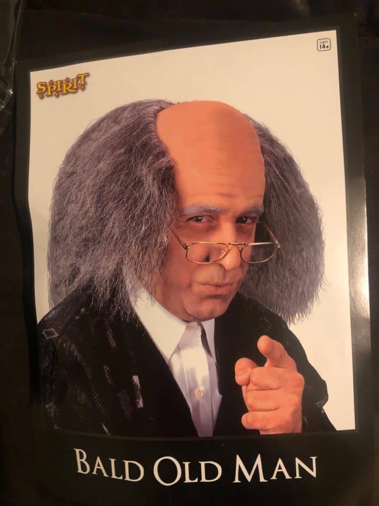 Bald old man wig in the package.