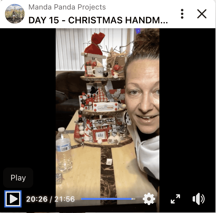 Facebook Live thumbnail of Amanda decorating the tiered tray on Live.