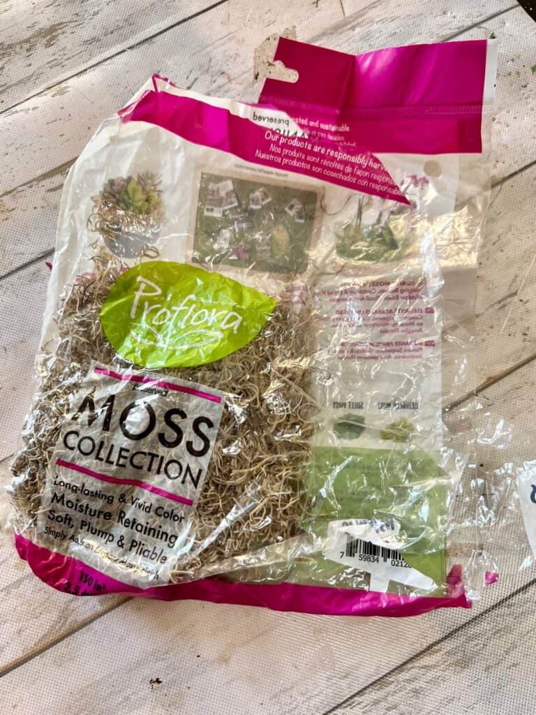 Bag of half empty Spanish moss.