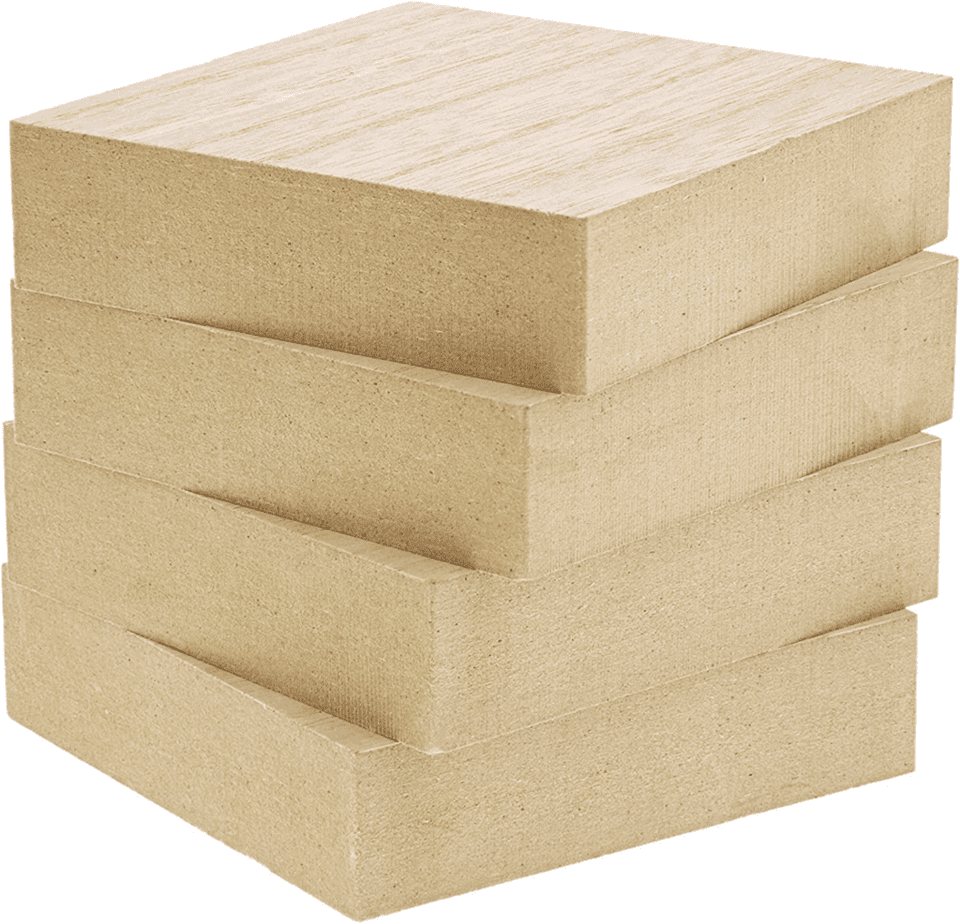 Four count of 4 x 4 inch wood blocks stacked on top on each other.