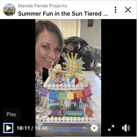 Amanda and the decorated tray on a Facebook live thumbnail.