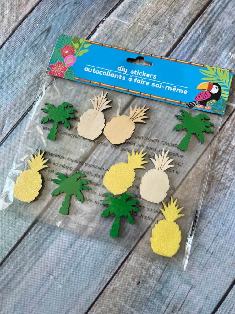 DIY Pineapple stickers from dollar tree