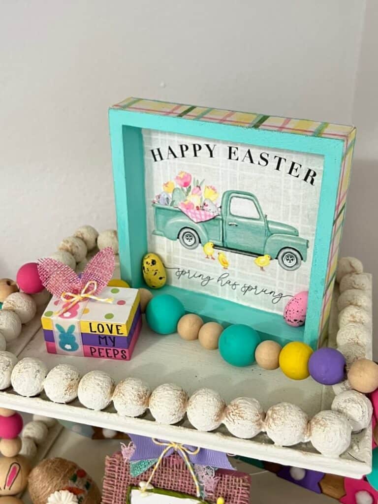 Happy Easter Truck Tiered Tray Box Frame