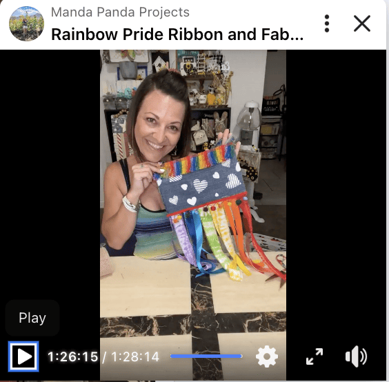 Amanda holding up the completed project on a FB live thumbnail.
